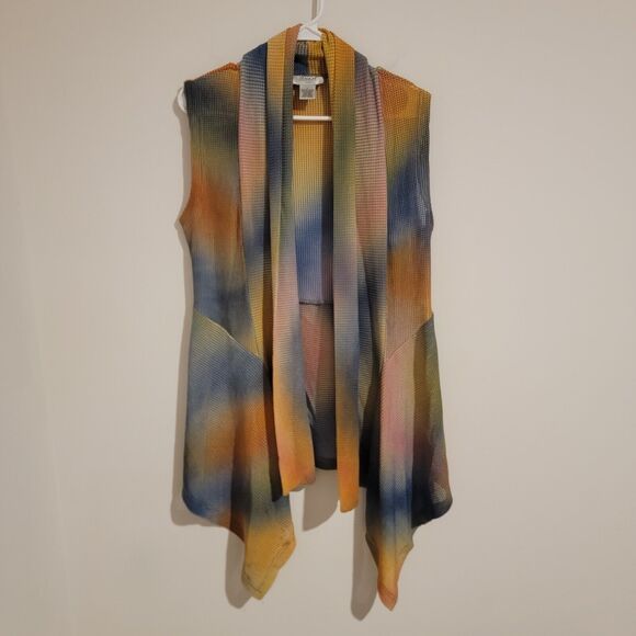 Anea A Womens Waterfall Cardigan Sweater Vest Small Mesh Rainbow Hippie Boho - Picture 1 of 8